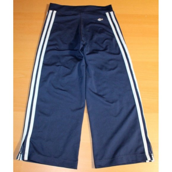 Girls Adidas Climalite 3 White Stripes Elastic Waist Pants Medium Blue Athletic - Picture 3 of 6